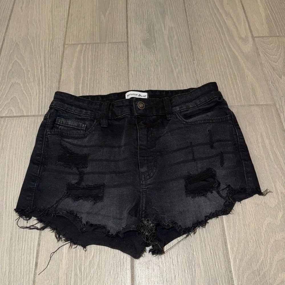 Studio Blue Edgy Black Distressed Jean Shorts 27